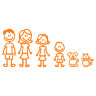Наклейка папа, мама, дочь, сын, собака и кошка 2