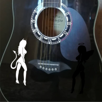 Наклейка ангел и демон на гитару