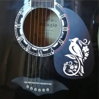 Наклейка на гитару птица с цветами